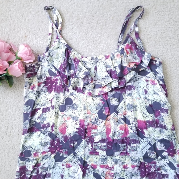 Colorful Summer Spaghetti Strap Camisole Ruffle Tank Top - Picture 2 of 8